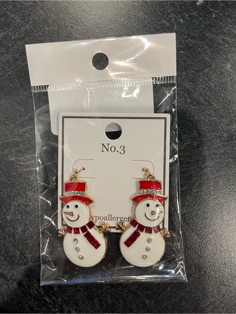 Red & White Snowman Drop Earrings